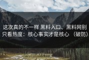 这次真的不一样 黑料入口、黑料网别只看热度：核心事实才是核心 （破防）
